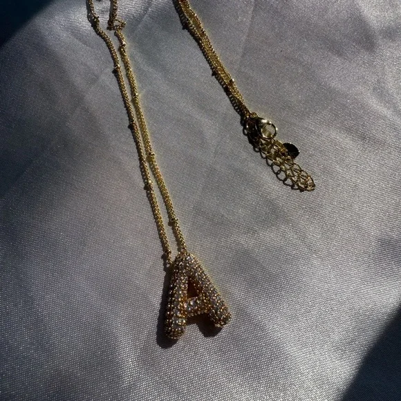 Anthropologe “A” diamond Gold Initial Pendant Necklace - Picture 10 of 11